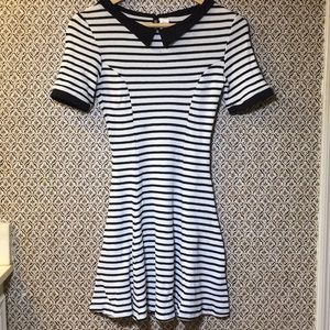 H&M Striped Peter Pan Collar Fit and Flare Dress